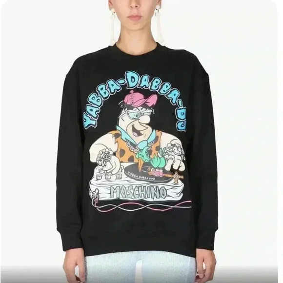 Moschino Tops - NWT Moschino Flinstones Print Sweatshirt Black XL